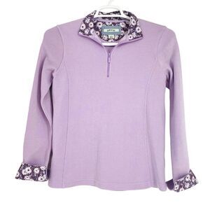 Orvis Women's Purple Lavender Flower Detail Long Sleeve 1/4‎ Zip Sweater Size S